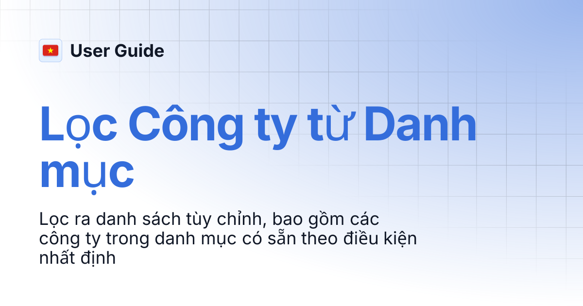 Lọc Công ty từ Danh mục | Vietnamese | User Guide